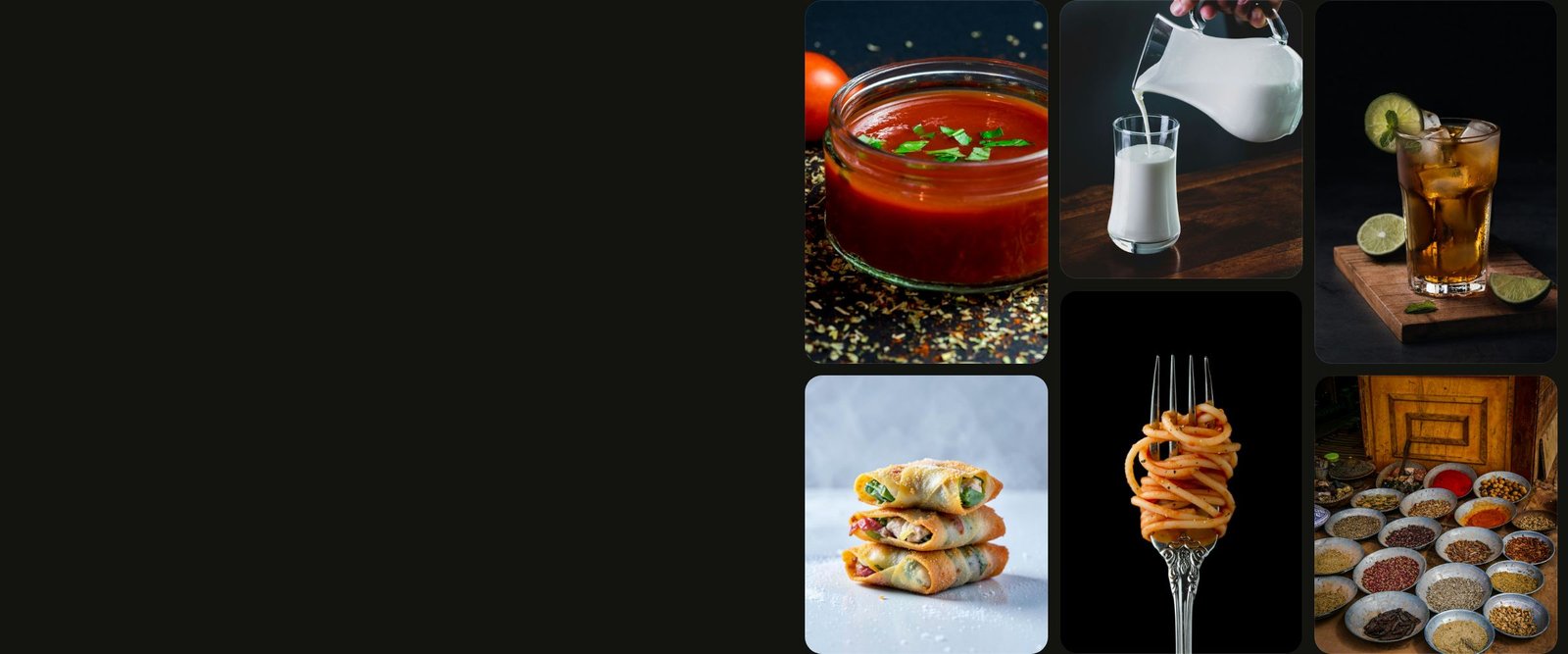 Tomato sauce, milk, iced tea, spring rolls, pasta and spices from the Frosty Food range